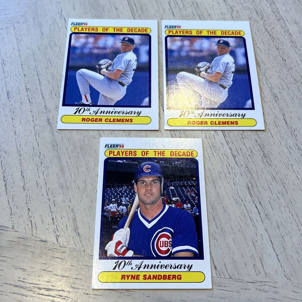 1990 Fleer Players of the Decade  #625 Ryne Sandberg & (2) #627 Roger Clemens